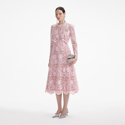 Pembe Çiçekli Dantel Ceket