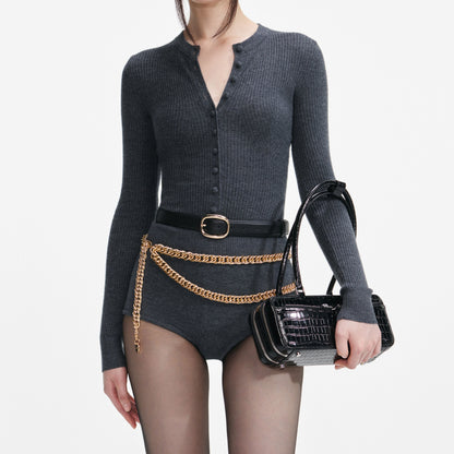 Gri Yün Örgü Tulum