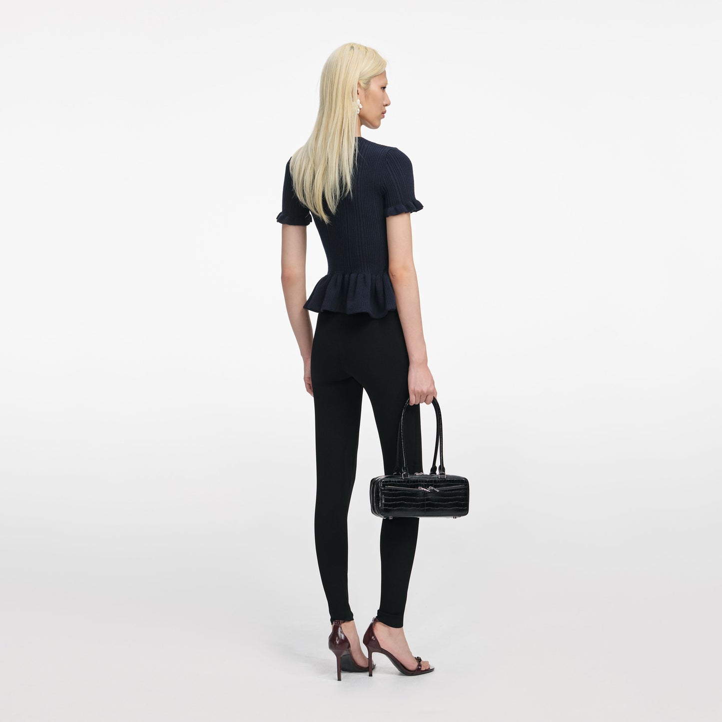 Lacivert Asimetrik Örgü Üst