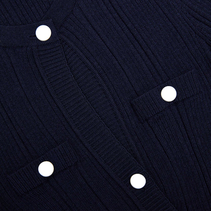 Lacivert Asimetrik Örgü Üst