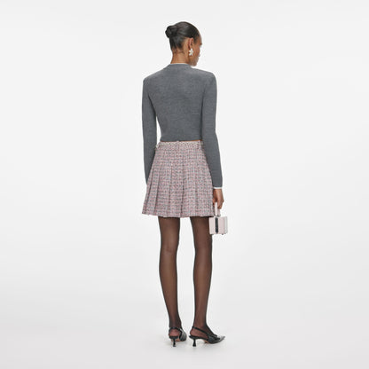 Gri Tığ İşi Çiçekli Hırka