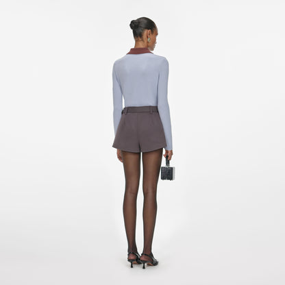 Mavi Kontrast Yaka Örgü Üst