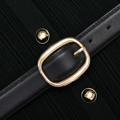 Siyah Bandeau Örgü Uzun Elbise