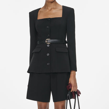 Siyah Özel Dikim Krep Tulum