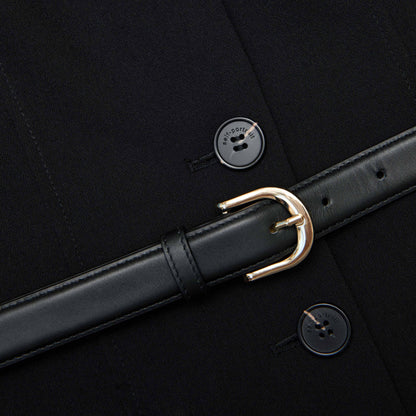 Siyah Dar Kesim Krep Midi Elbise