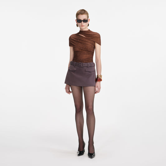 Kahverengi Elmaslı File Kesim Üst