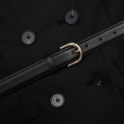 Siyah Yün Krep Midi Elbise