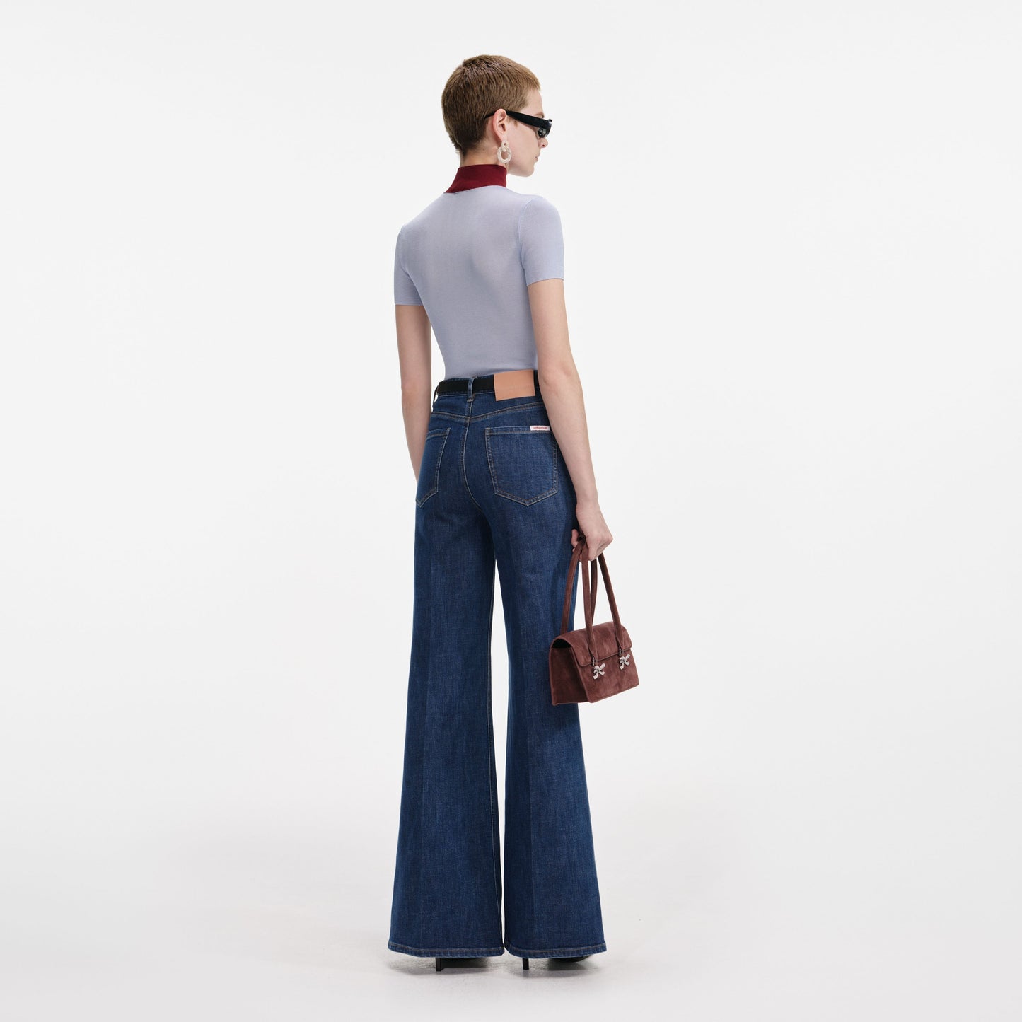 Mavi Viskon Örme Kısa Kollu Üst