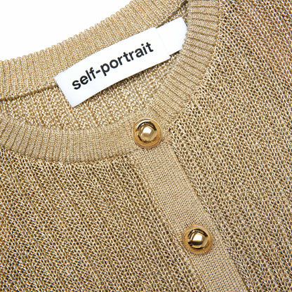 Altın Simli Örgü Mini Elbise