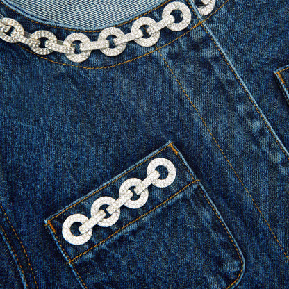 Kristal Kenarlı Kot Ceket