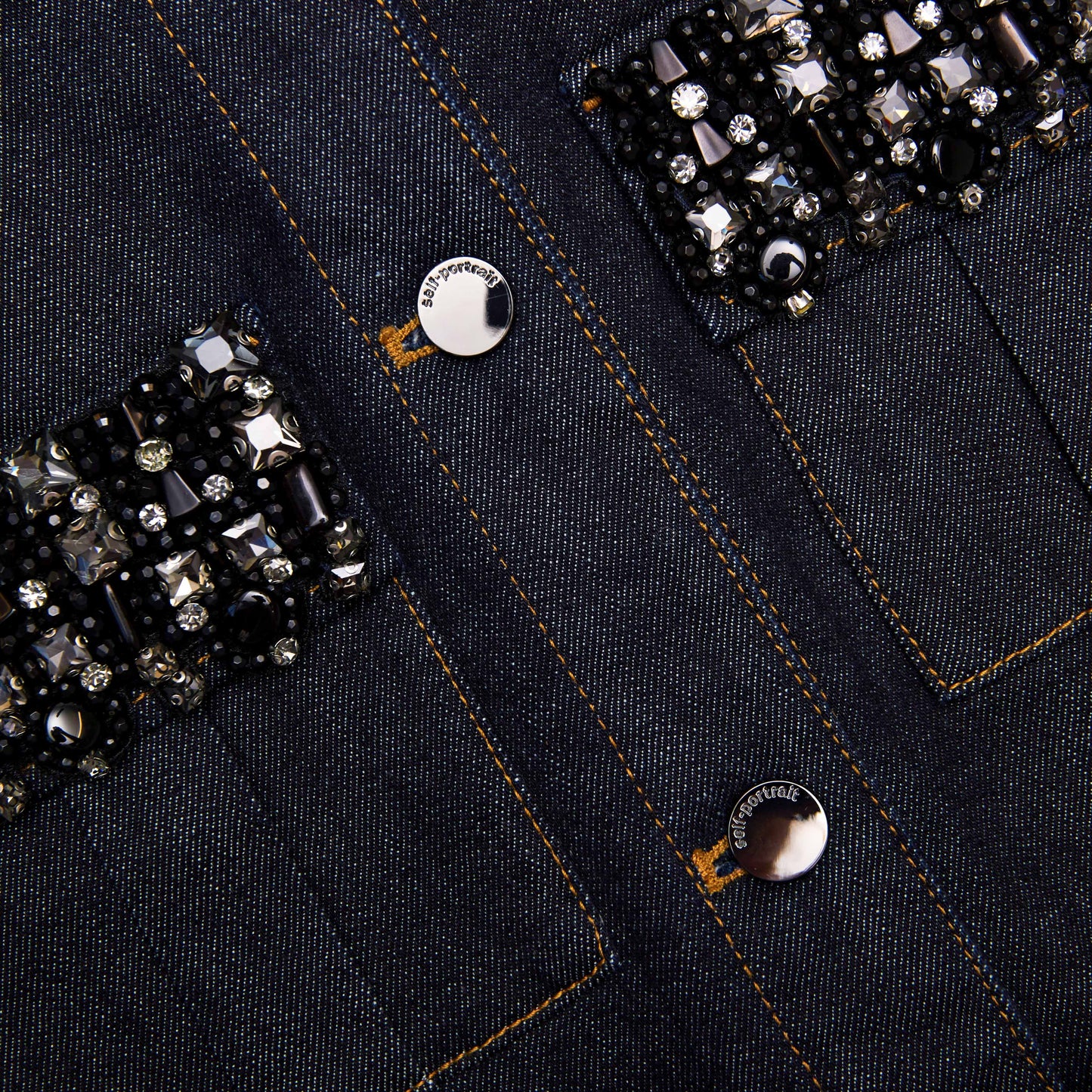 Indigo Denim Kristal Kesim Mini Elbise