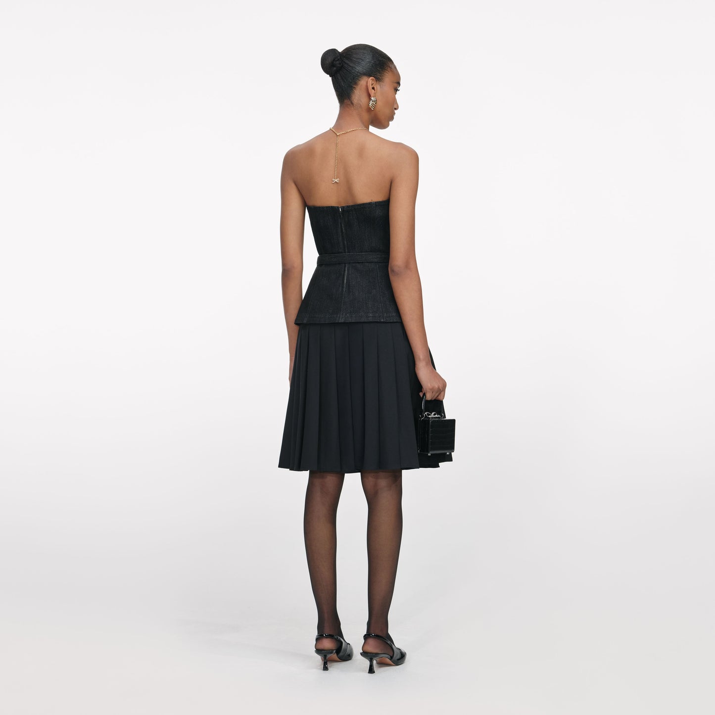 Siyah Kot Bandeau Üst