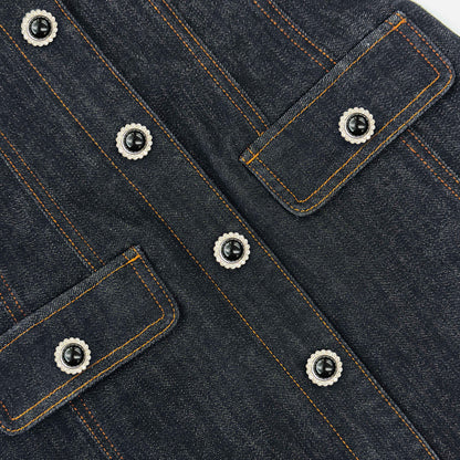 Indigo Denim Uzun Kollu Mini Elbise