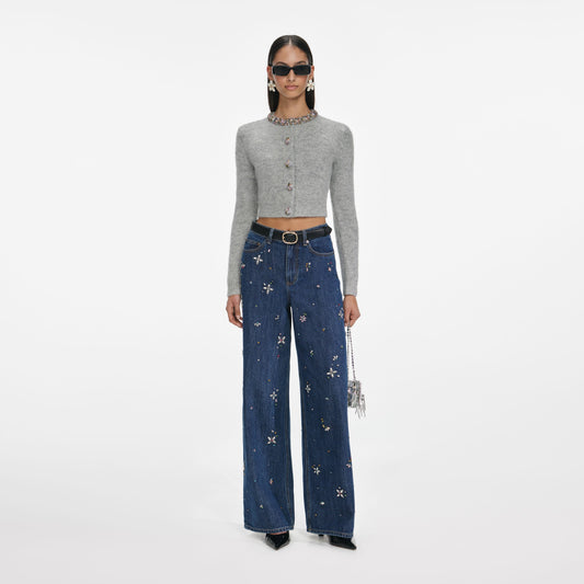 Gri Alpaka Örgü Hırka