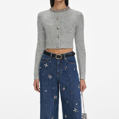 Gri Alpaka Örgü Hırka