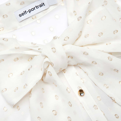 Krem Ve Altın Şifon Bluz