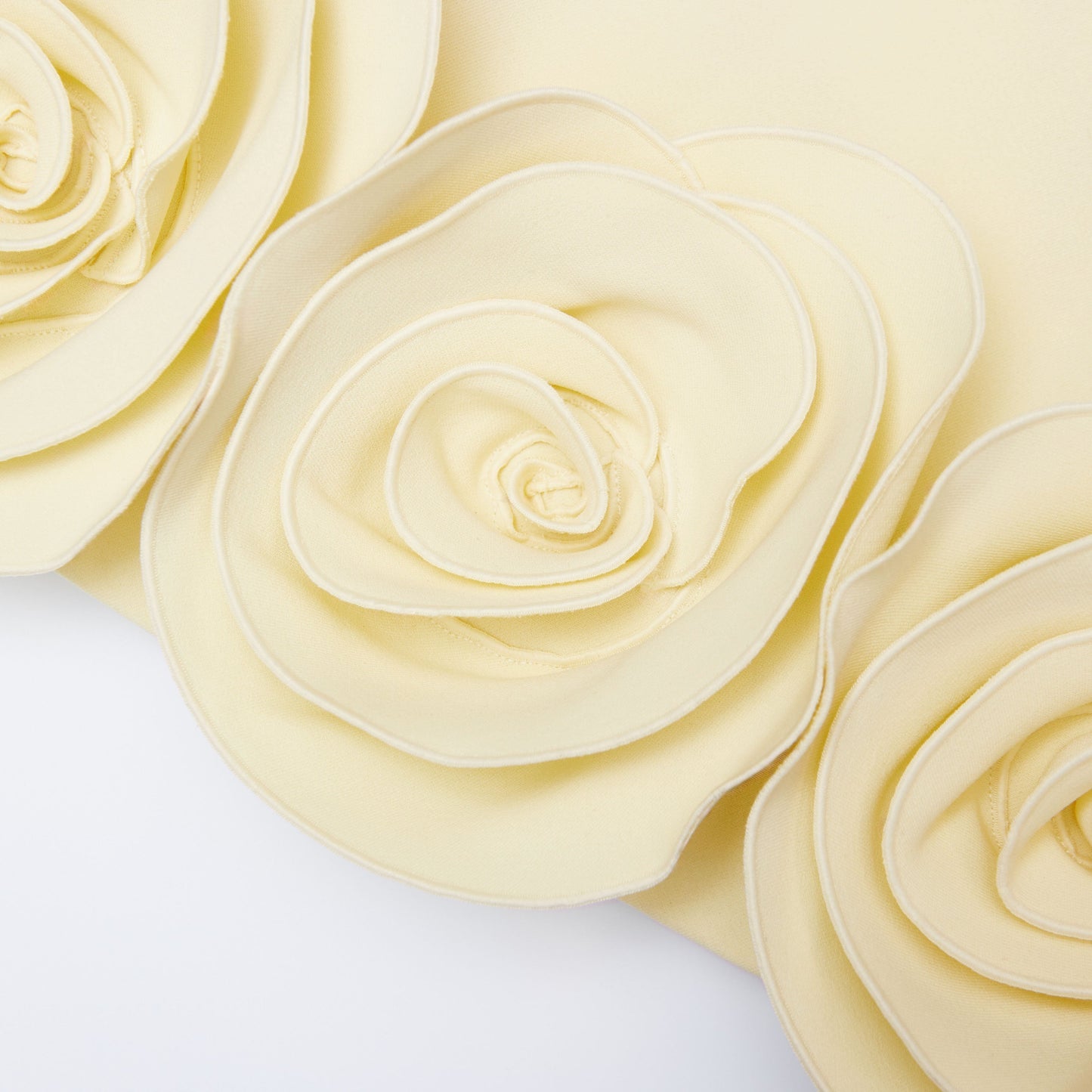 Sarı Krep 3D Çiçekli Mini Elbise