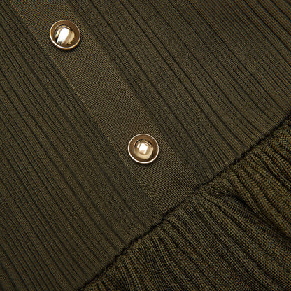 Haki Bandeau Örgü Midi Elbise