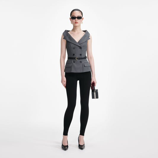 Gri Yünlü Özel Dikim Üst