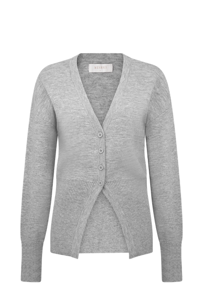 Alexia Düğmeli Büyük Boy Hırka - Gri Melanj