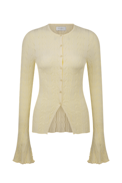 Amy Pointelle Çan Kollu Hırka - Limon