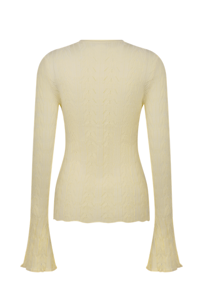 Amy Pointelle Çan Kollu Hırka - Limon