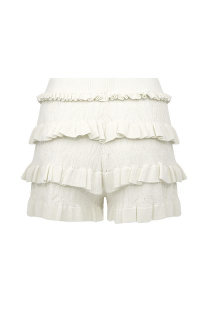 Amy Pointelle Örgü Fırfırlı Pantolon - Fildişi