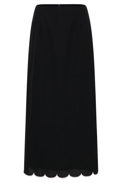 Alessio Taraklı Midi Etek - Siyah