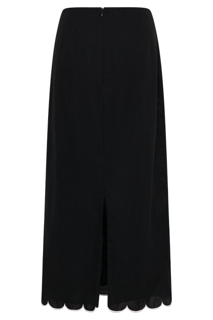 Alessio Taraklı Midi Etek - Siyah