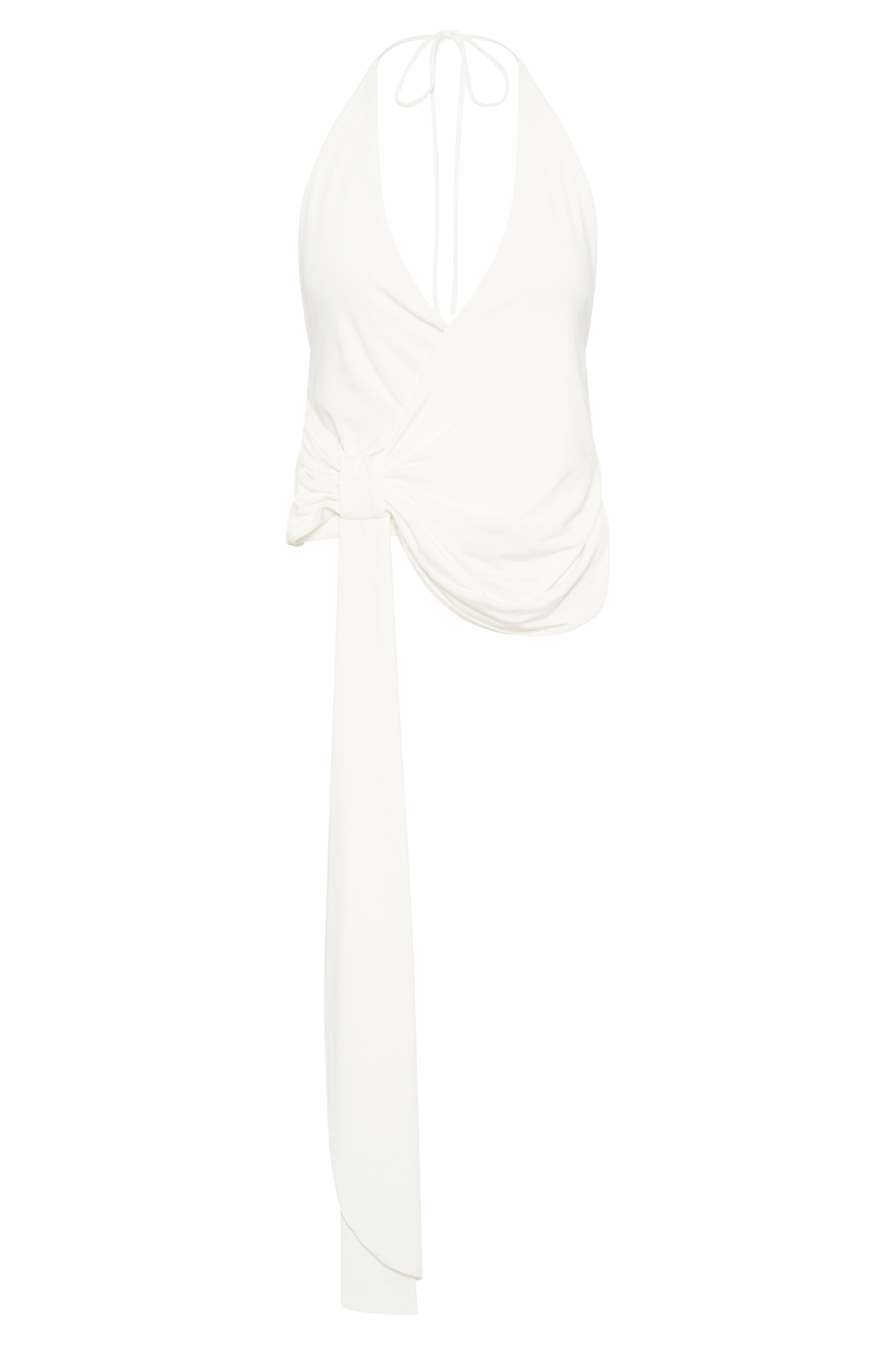 Tyla Draped Slinky Halter Top - Beyaz