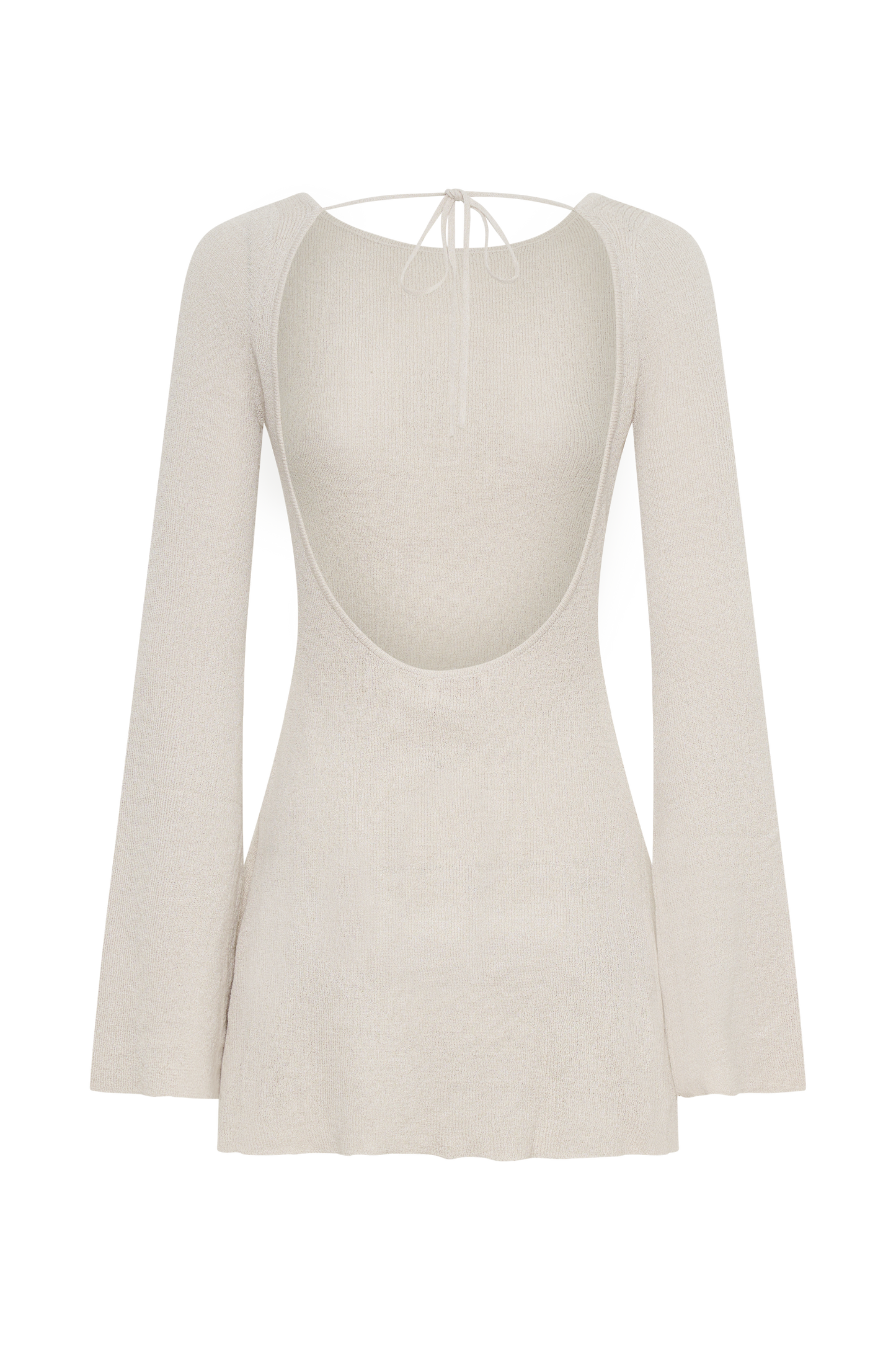 Zahra Uzun Kollu Açık Sırtlı Mini Örgü Elbise - Gri