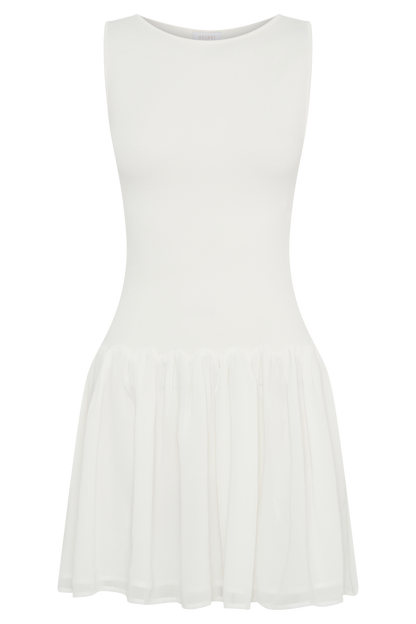 Ashleigh Örgü Ve Şifon Mini Elbise - Fildişi