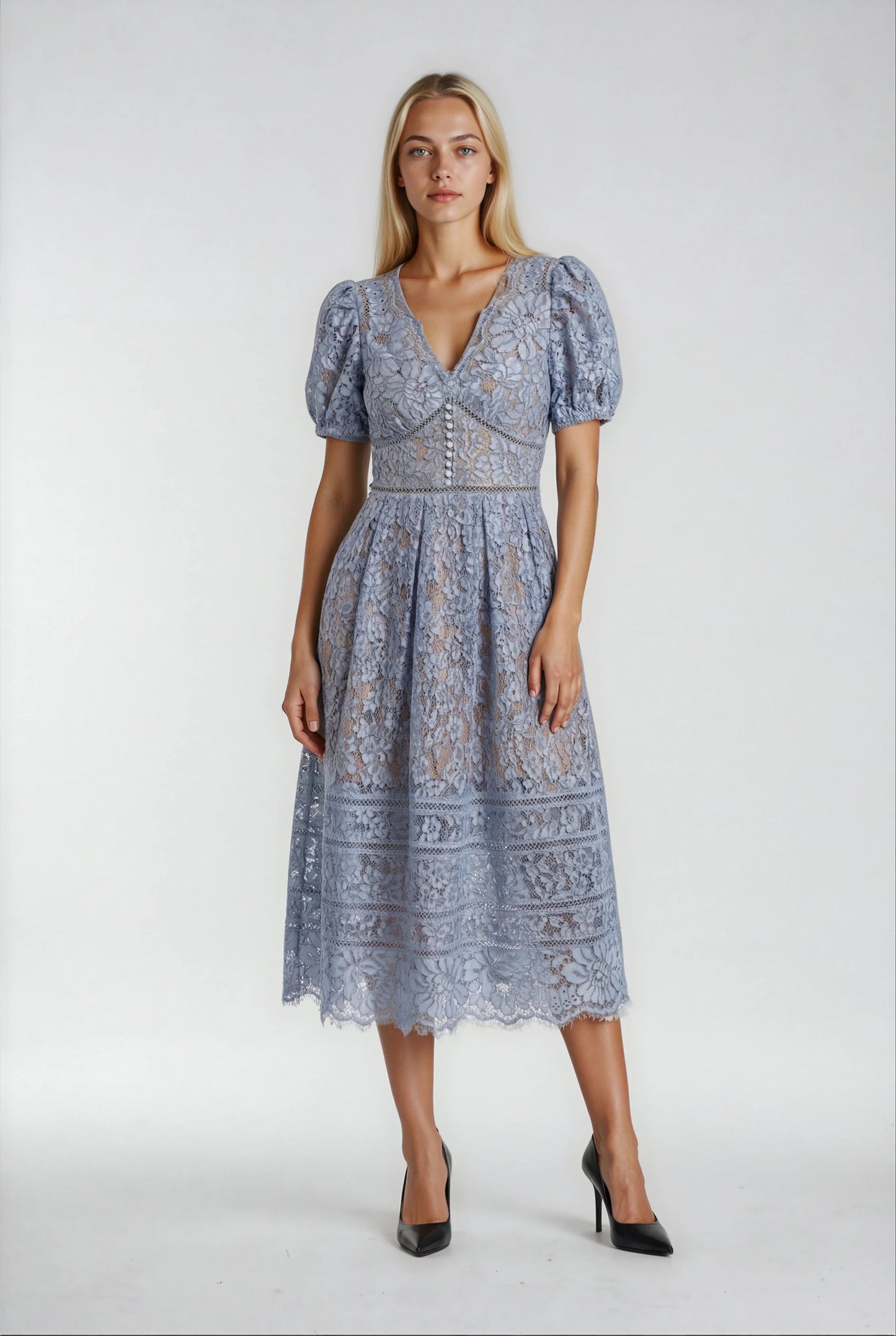 Kırmızı/Mavi Dantel Elbise