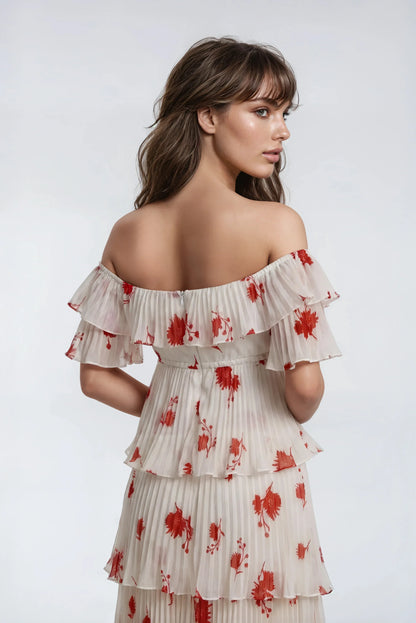 Baskılı Şifon Midi Elbise