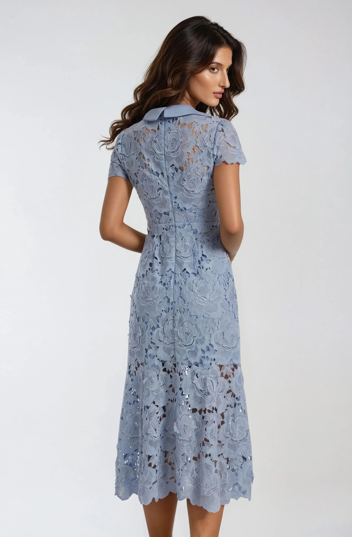 Mavi 3D Dantel Elbise