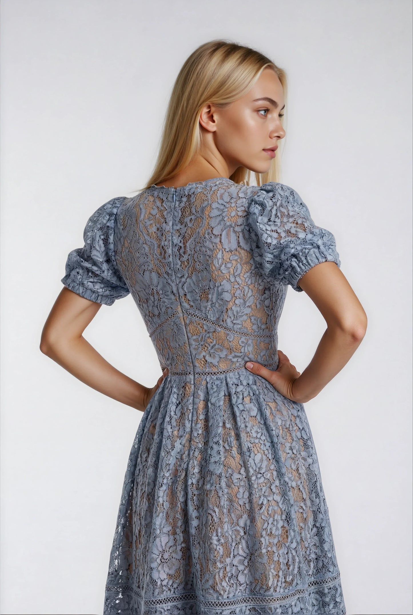 Kırmızı/Mavi Dantel Elbise