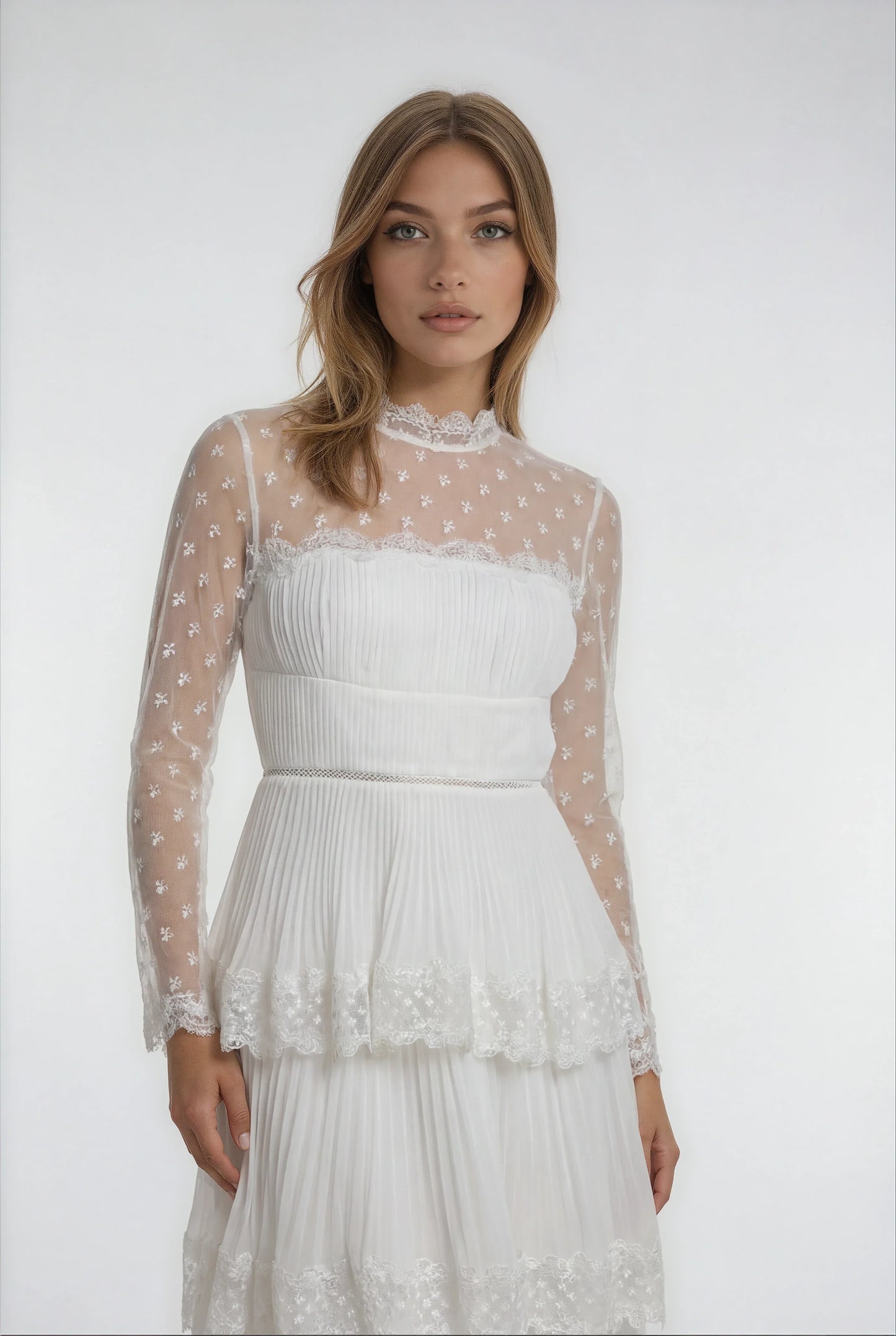 Dantel Süslemeli Şifon Elbise