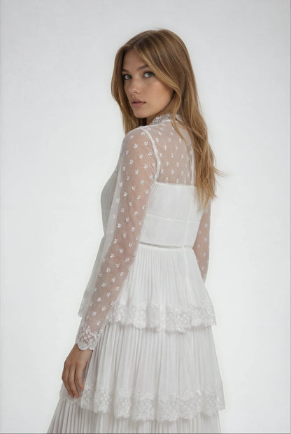 Dantel Süslemeli Şifon Elbise