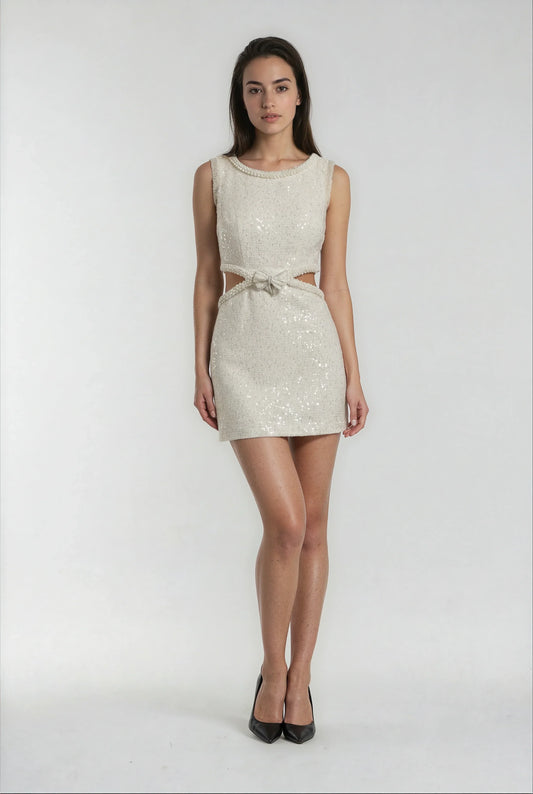Krem Tüvit Mini Elbise