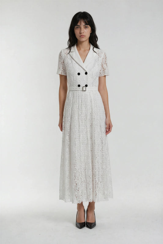 Şifon İşlemeli Uzun Elbise