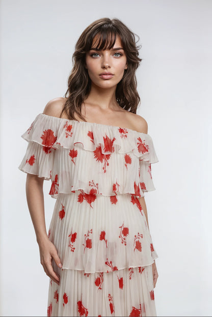 Baskılı Şifon Midi Elbise