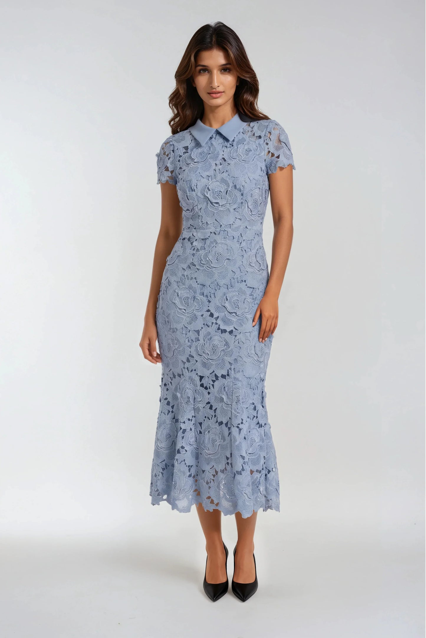 Mavi 3D Dantel Elbise