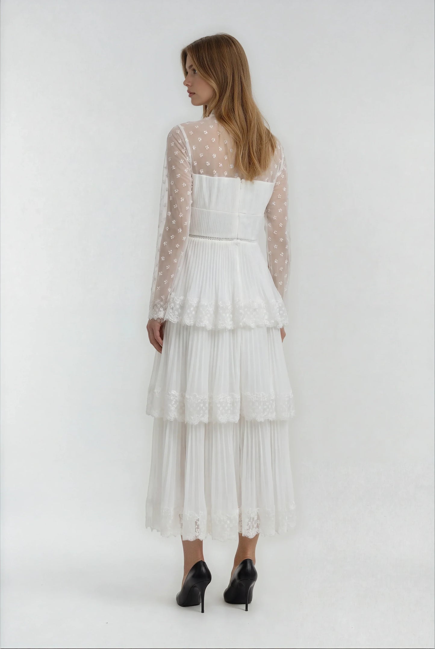 Dantel Süslemeli Şifon Elbise