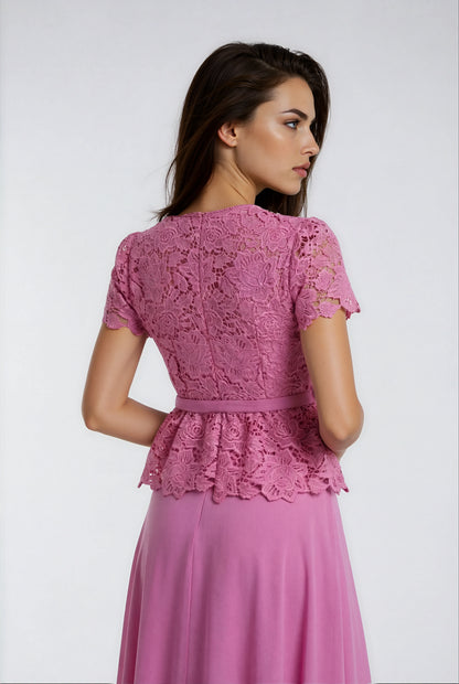 Dantel Süslemeli Uzun Elbise