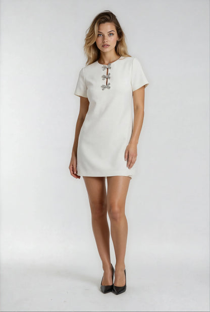 Polyester Krem Rengi Midi Elbise