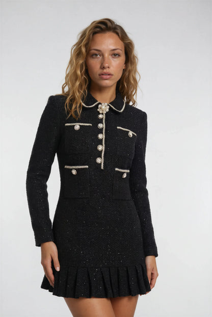 Siyah Yün Örgü Elbise