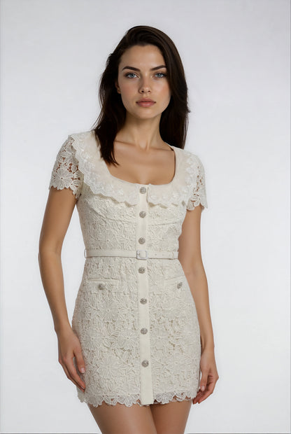 Dantel Süslemeli Mini Elbise