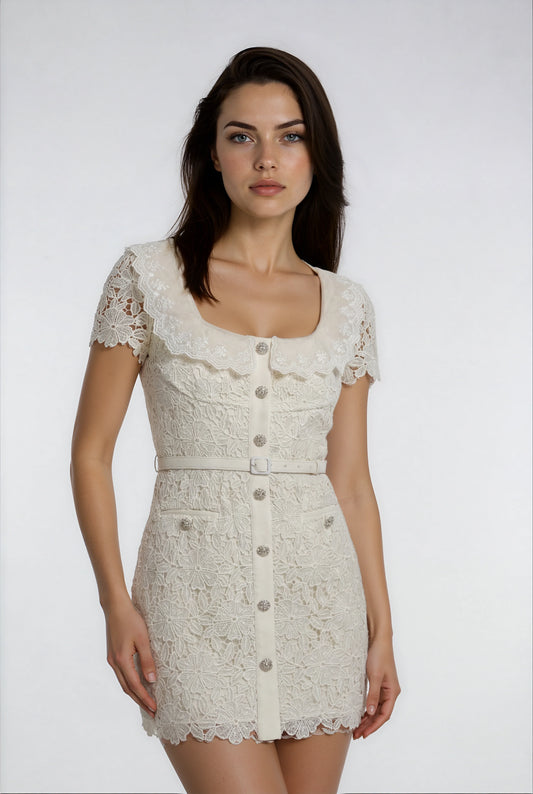 Dantel Süslemeli Mini Elbise