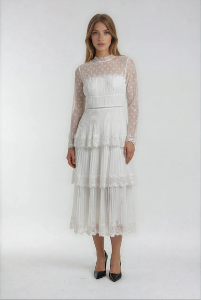 Dantel Süslemeli Şifon Elbise