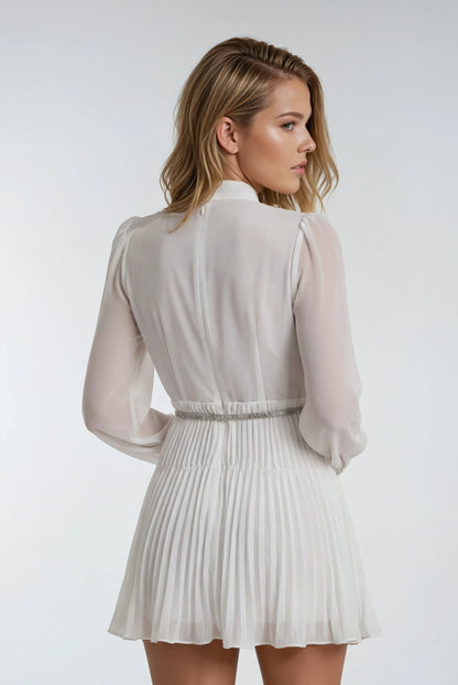 Pileli Şifon Mini Elbise